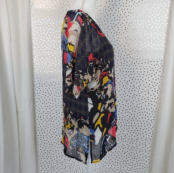 Dana Buchman Mixed Print Side Tie Top - Picture 5 of 8